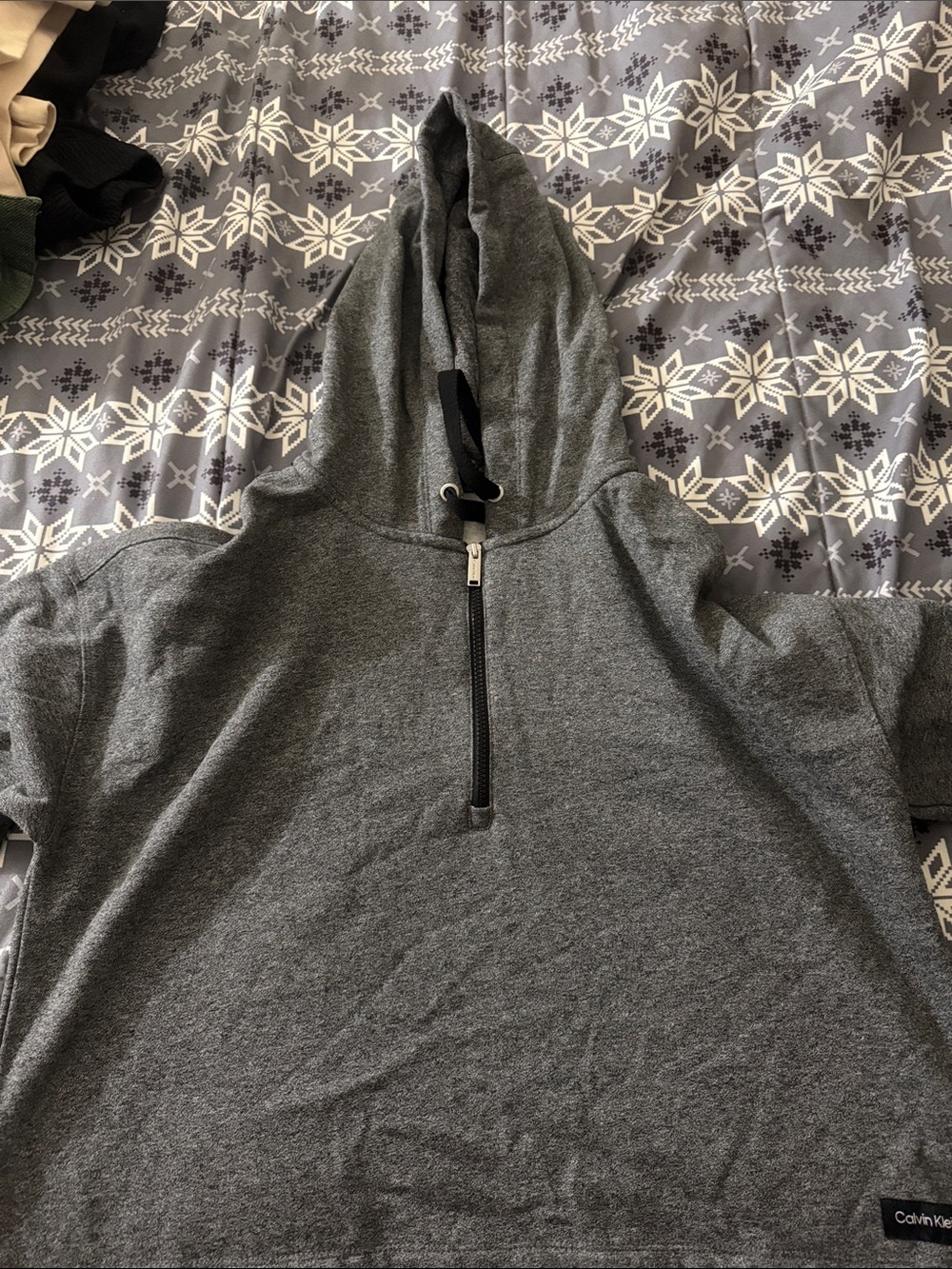 Calvin Klein Charcoal Gray Half-Zip Hooded Tee